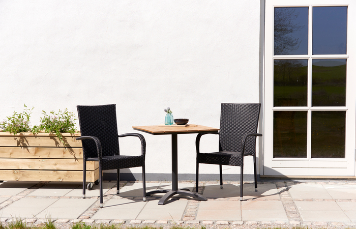 Cafebord 70 x 70 cm sort/teak bøg